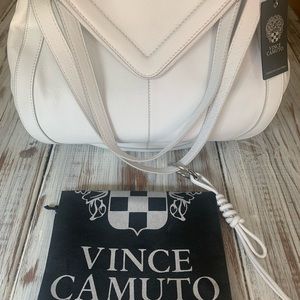 NWT Vince Camuto Lenka Genuine Leather in White Stone  Handbag